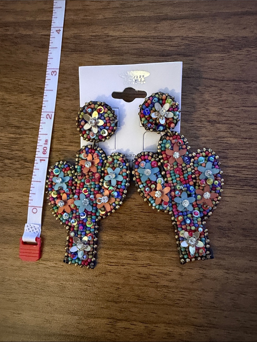 ICON Multicolor Beaded Floral Heart Drop Earrings
